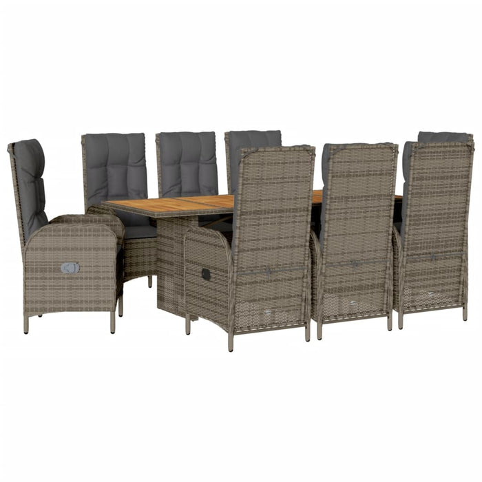 Set mobilier grădină cu perne, 9 piese, gri, poliratan - WALTI WALTI