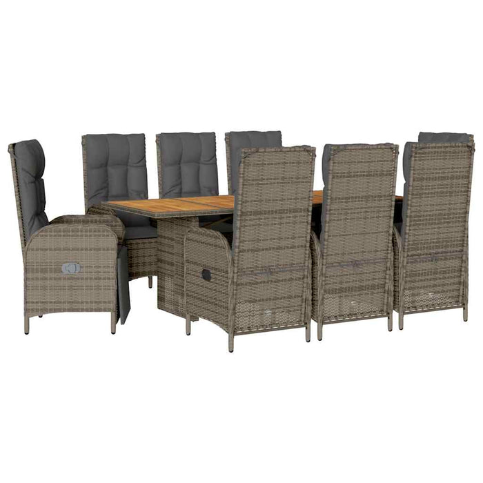 Set mobilier grădină cu perne, 9 piese, gri, poliratan - WALTI WALTI