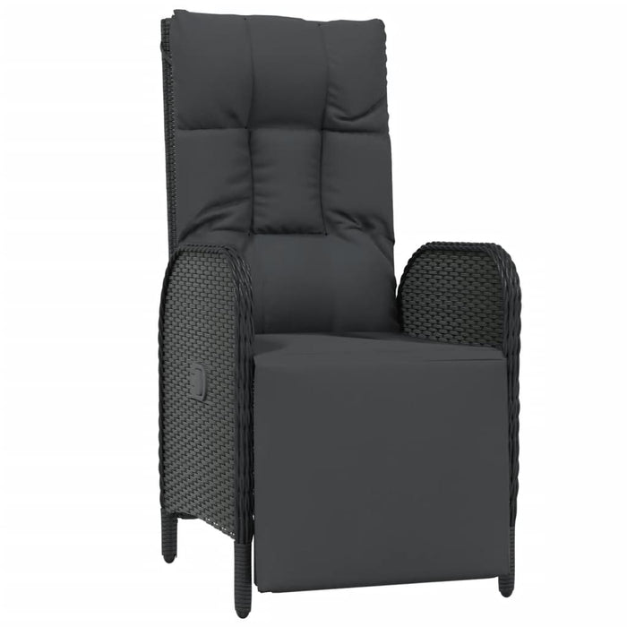 Set mobilier de grădină cu perne, 7 piese, negru, poliratan WALTI