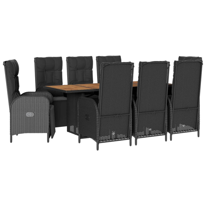 Set mobilier de grădină cu perne, 9 piese, negru, poliratan - WALTI WALTI