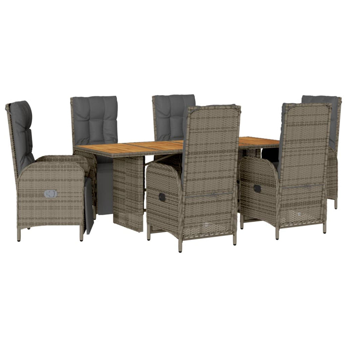 Set mobilier de grădină cu perne, 7 piese, gri, poliratan - WALTI WALTI