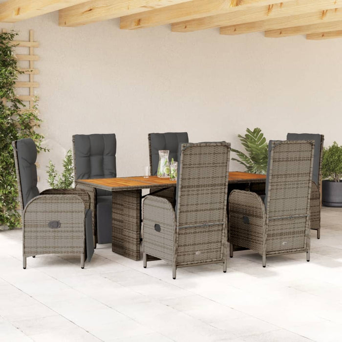 Set mobilier de grădină cu perne, 7 piese, gri, poliratan - WALTI WALTI