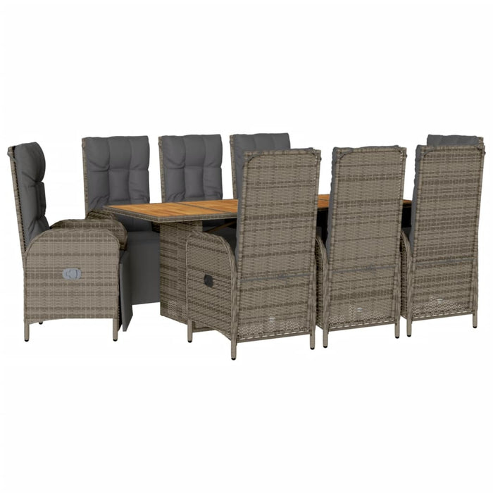 Set mobilier grădină cu perne, 9 piese, gri, poliratan - WALTI WALTI