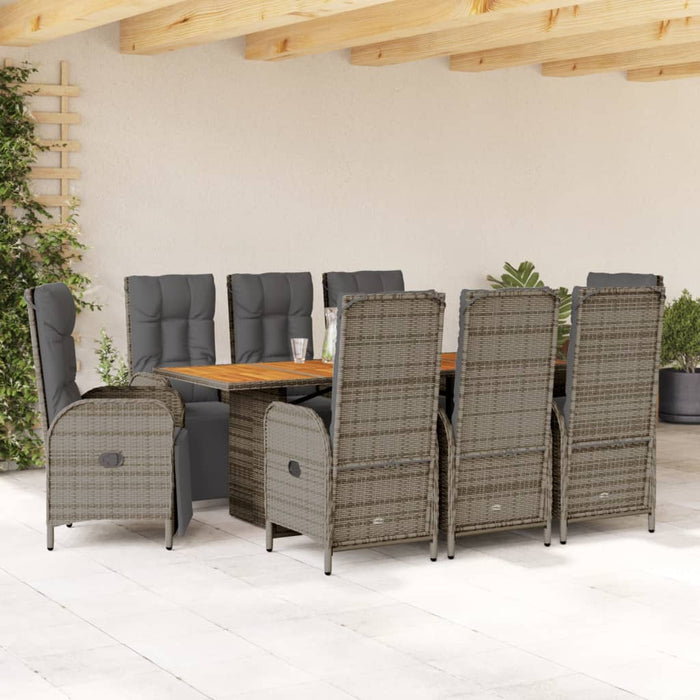 Set mobilier grădină cu perne, 9 piese, gri, poliratan - WALTI WALTI