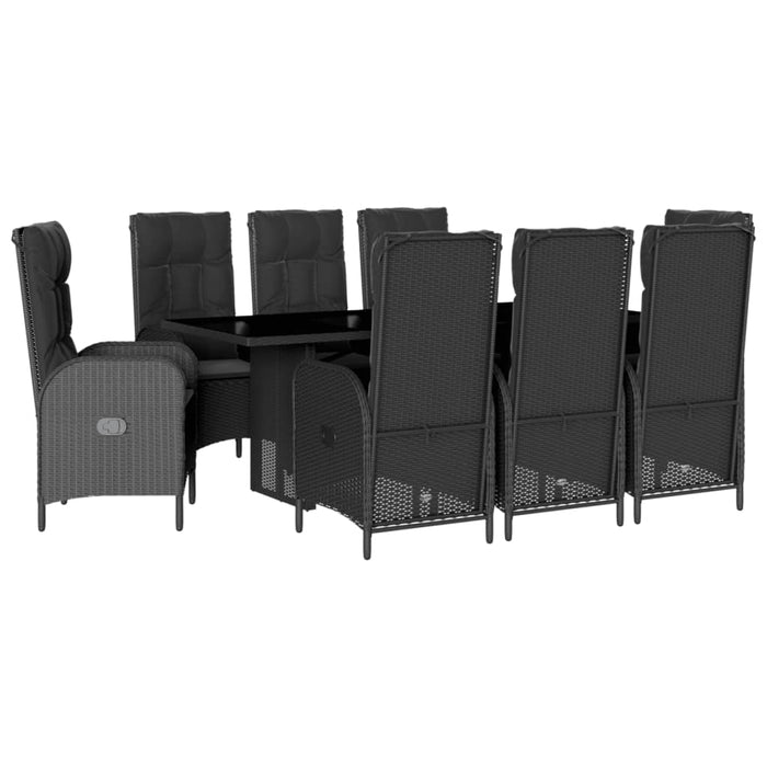 Set mobilier de grădină cu perne, 9 piese, negru, poliratan - WALTI WALTI