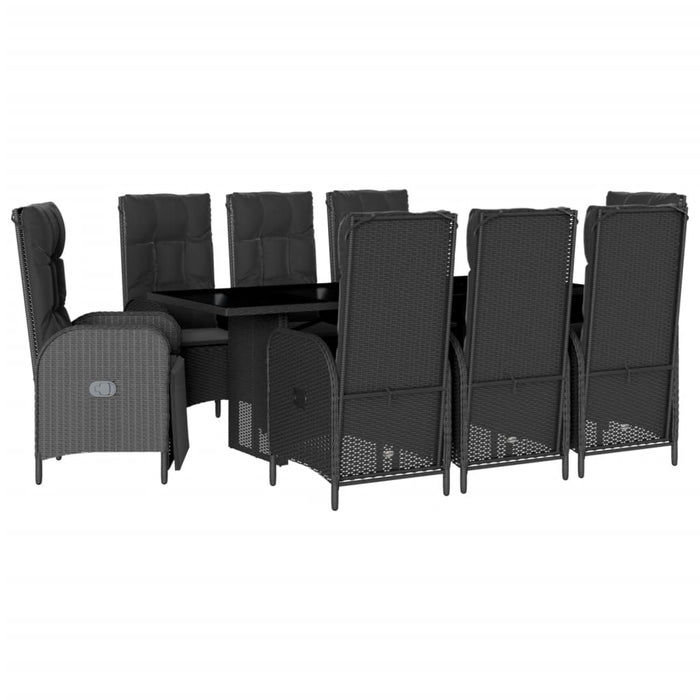Set mobilier de grădină cu perne, 9 piese, negru, poliratan - WALTI WALTI