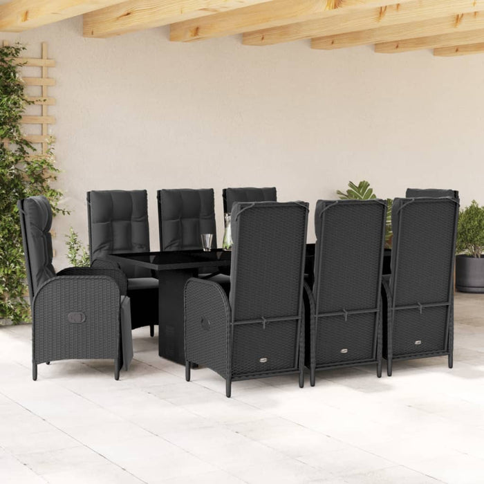 Set mobilier de grădină cu perne, 9 piese, negru, poliratan - WALTI WALTI