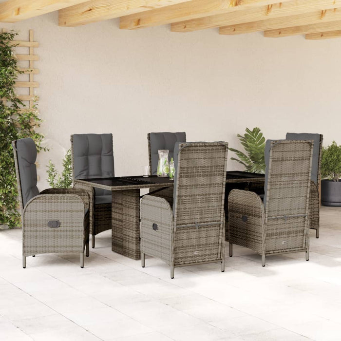 Set mobilier de grădină cu perne, 7 piese, gri, poliratan - WALTI WALTI