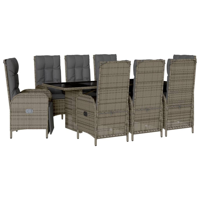Set mobilier grădină cu perne, 9 piese, gri, poliratan - WALTI WALTI
