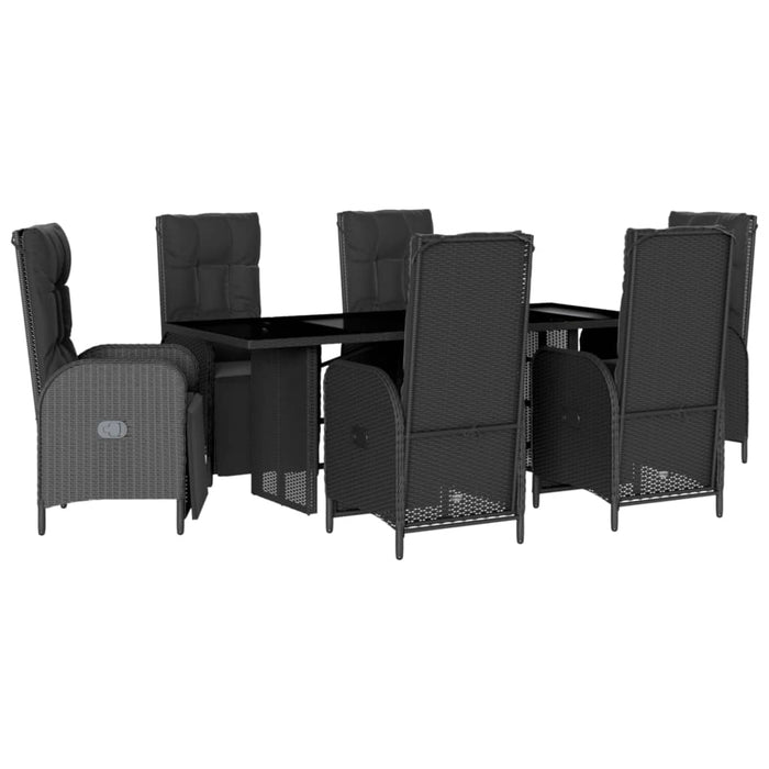 Set mobilier de grădină cu perne, 7 piese, negru, poliratan - WALTI WALTI