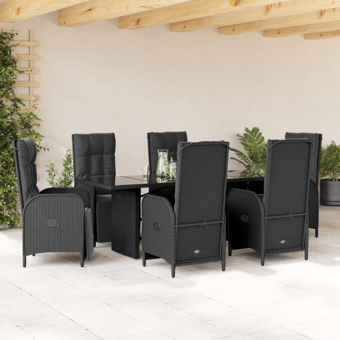Set mobilier de grădină cu perne, 7 piese, negru, poliratan - WALTI WALTI