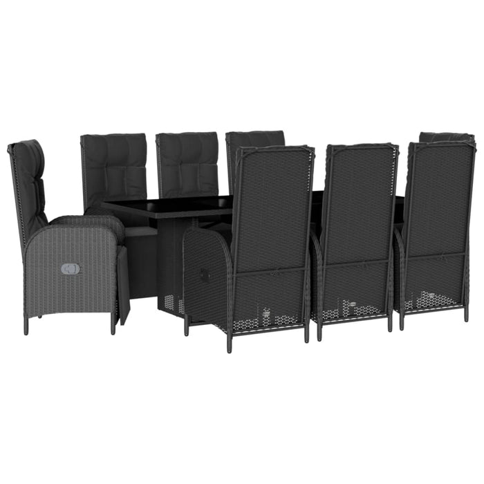 Set mobilier de grădină cu perne, 9 piese, negru, poliratan - WALTI WALTI