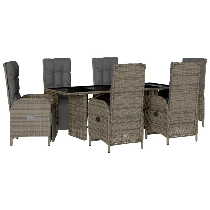 Set mobilier de grădină cu perne, 7 piese, gri, poliratan - WALTI WALTI