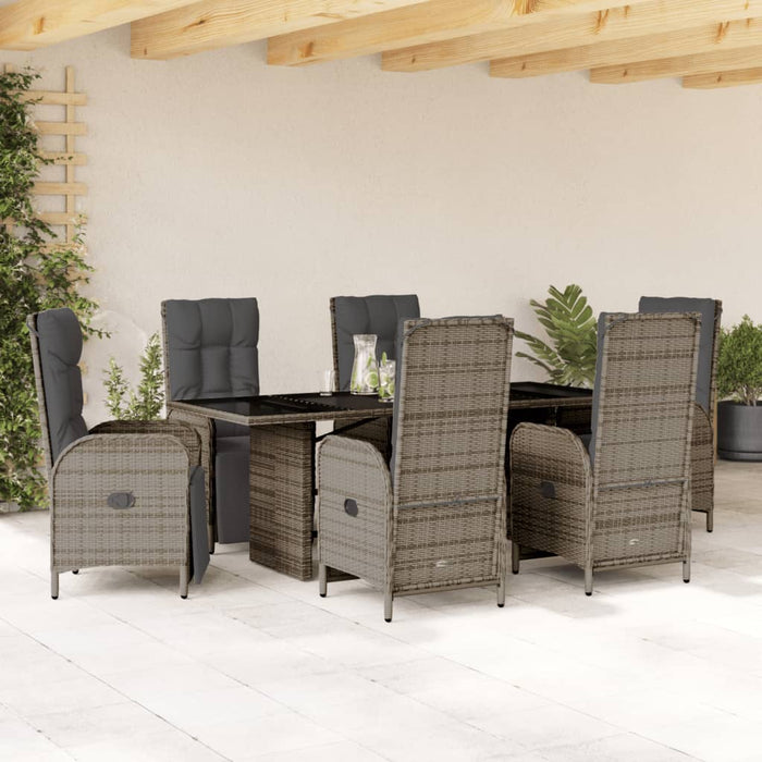 Set mobilier de grădină cu perne, 7 piese, gri, poliratan - WALTI WALTI