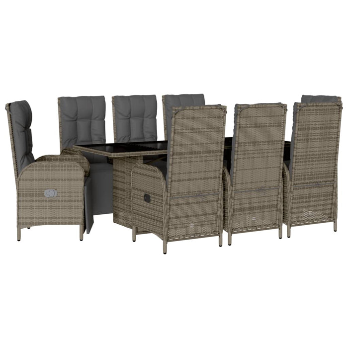 Set mobilier grădină cu perne, 9 piese, gri, poliratan - WALTI WALTI