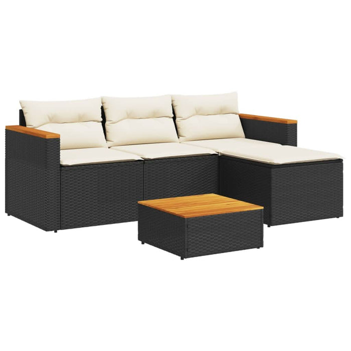Set mobilier de grădină cu perne, 5 piese,poliratan/lemn acacia - WALTI WALTI