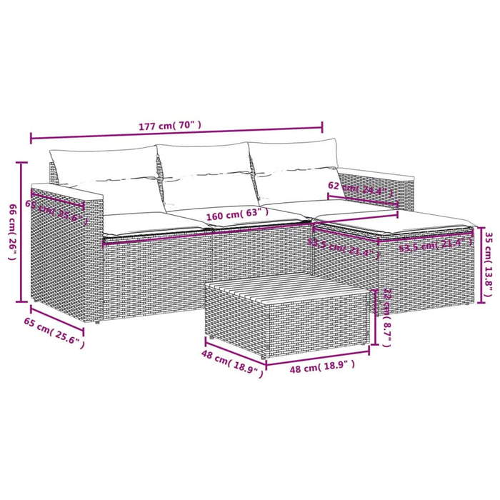 Set mobilier de grădină cu perne, 5 piese,poliratan/lemn acacia - WALTI WALTI