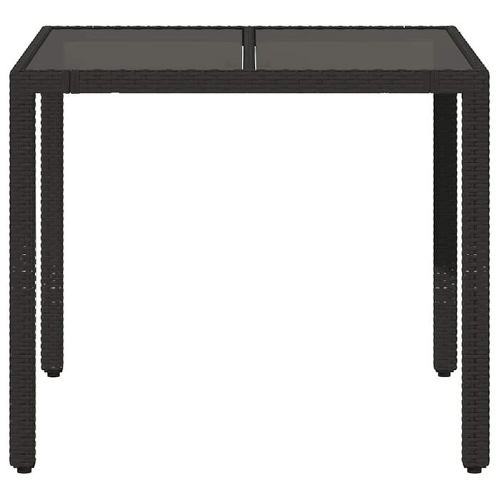 Masă grădină cu blat din sticlă, negru, 90x90x75 cm, poliratan - WALTI WALTI