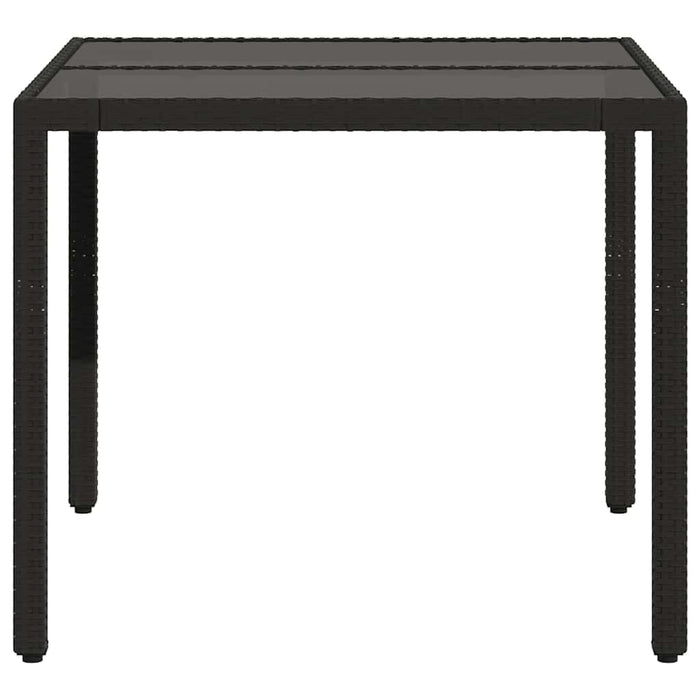 Masă grădină cu blat din sticlă, negru, 90x90x75 cm, poliratan - WALTI WALTI