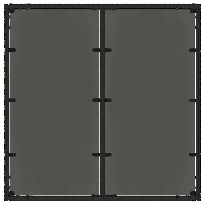 Masă grădină cu blat din sticlă, negru, 90x90x75 cm, poliratan - WALTI WALTI