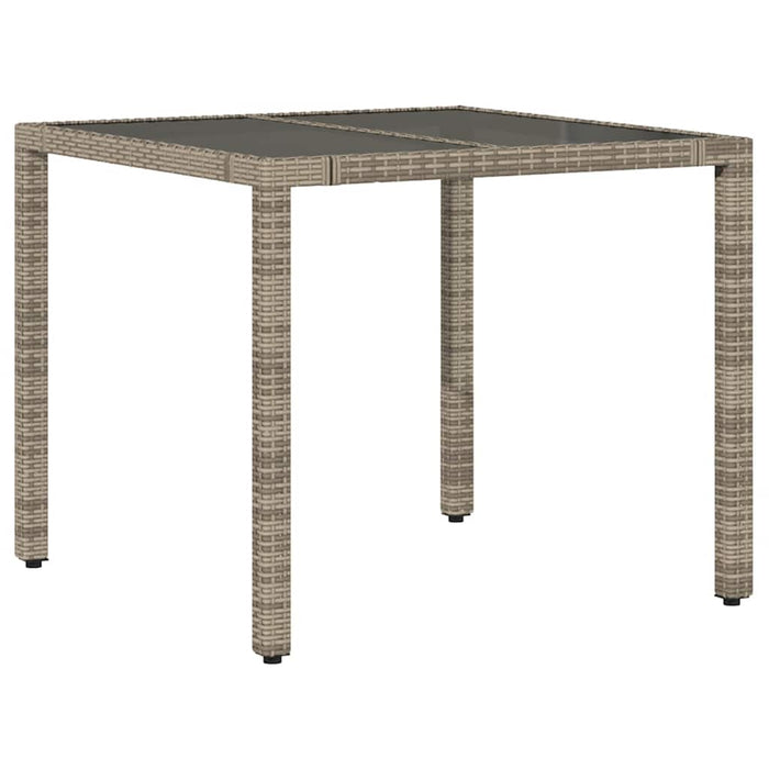 Masă de grădină cu blat din sticlă, gri, 90x90x75 cm, poliratan - WALTI WALTI