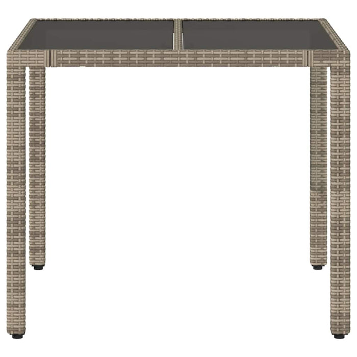 Masă de grădină cu blat din sticlă, gri, 90x90x75 cm, poliratan - WALTI WALTI