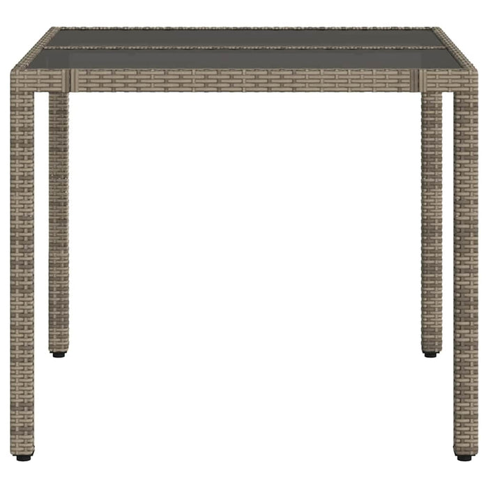 Masă de grădină cu blat din sticlă, gri, 90x90x75 cm, poliratan - WALTI WALTI