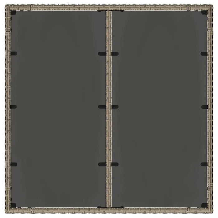 Masă de grădină cu blat din sticlă, gri, 90x90x75 cm, poliratan - WALTI WALTI