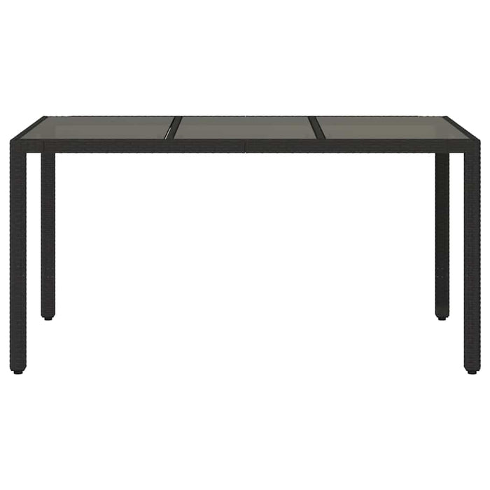 Masă grădină cu blat din sticlă, negru, 150x90x75 cm, poliratan - WALTI WALTI