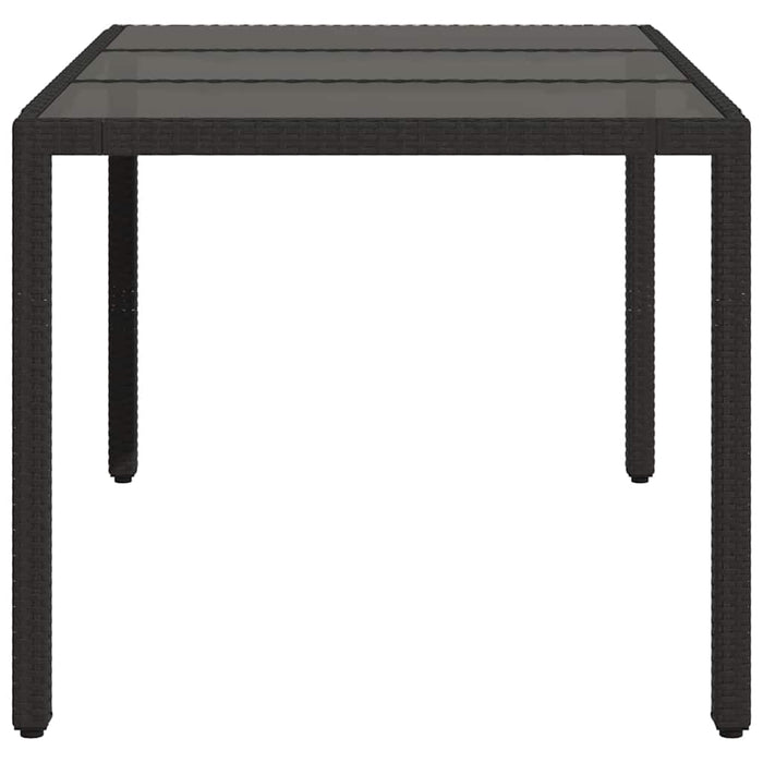 Masă grădină cu blat din sticlă, negru, 150x90x75 cm, poliratan - WALTI WALTI