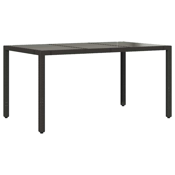 Masă grădină cu blat din sticlă, negru, 150x90x75 cm, poliratan - WALTI WALTI