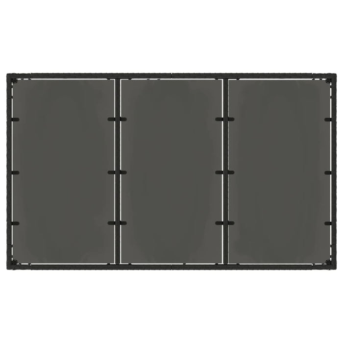 Masă grădină cu blat din sticlă, negru, 150x90x75 cm, poliratan - WALTI WALTI