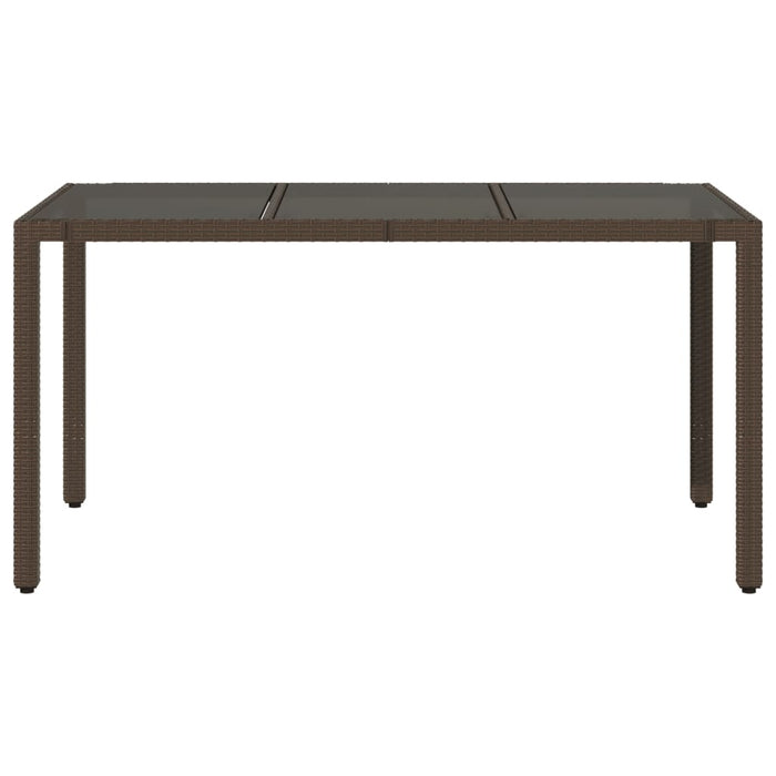 Masă de grădină cu blat din sticlă maro 150x90x75 cm, poliratan - WALTI WALTI