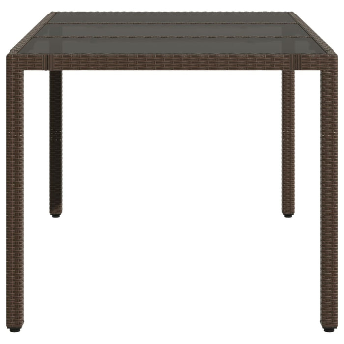 Masă de grădină cu blat din sticlă maro 150x90x75 cm, poliratan - WALTI WALTI