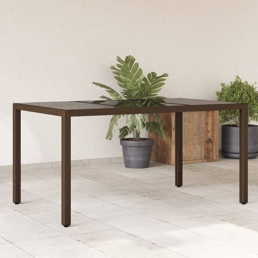 Masă de grădină cu blat din sticlă maro 150x90x75 cm, poliratan - WALTI WALTI