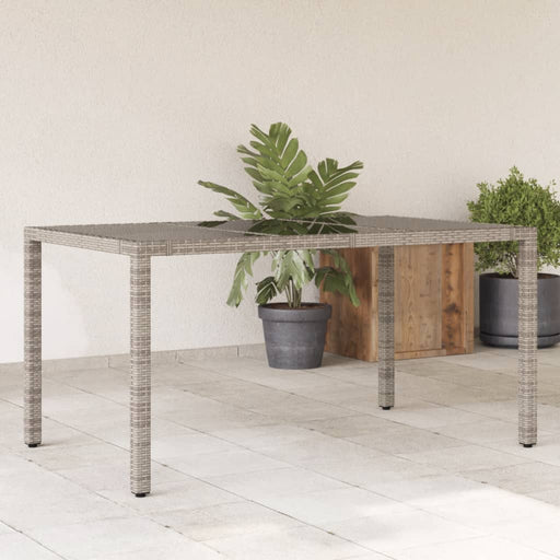 Masă de grădină cu blat din sticlă gri, 150x90x75 cm, poliratan - WALTI WALTI