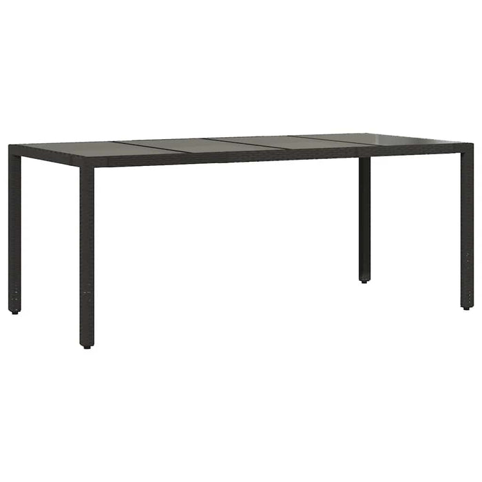 Masă grădină cu blat din sticlă, negru, 190x90x75 cm, poliratan - WALTI WALTI