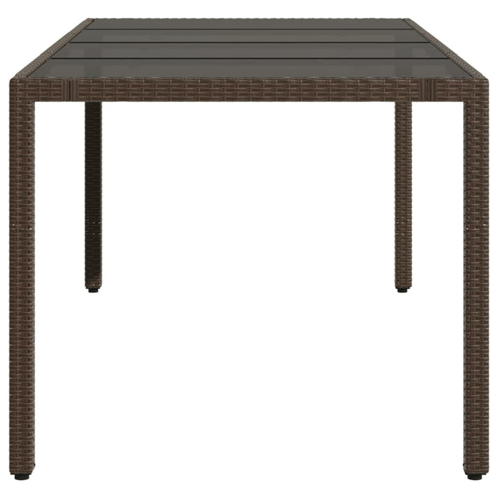 Masă de grădină cu blat din sticlă maro 190x90x75 cm poliratan - WALTI WALTI