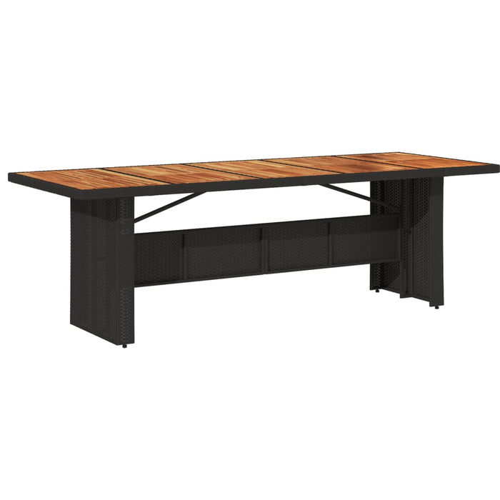 Masă grădină, blat din lemn acacia, negru 240x90x75cm poliratan - WALTI WALTI