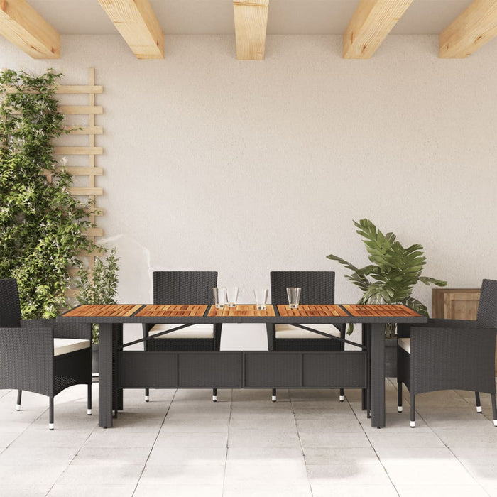 Masă grădină, blat din lemn acacia, negru 240x90x75cm poliratan - WALTI WALTI