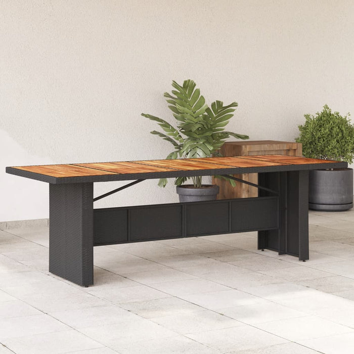 Masă grădină, blat din lemn acacia, negru 240x90x75cm poliratan - WALTI WALTI