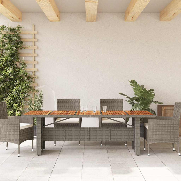 Masă grădină, blat din lemn acacia, gri, 240x90x75 cm poliratan - WALTI WALTI