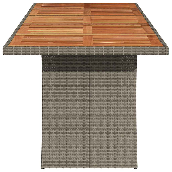 Masă grădină, blat din lemn acacia, gri, 240x90x75 cm poliratan - WALTI WALTI
