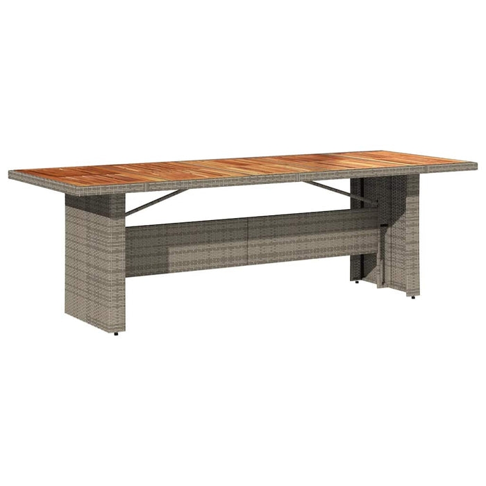 Masă grădină, blat din lemn acacia, gri, 240x90x75 cm poliratan - WALTI WALTI
