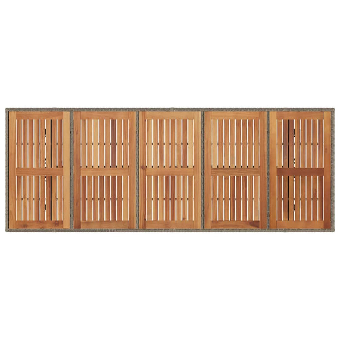 Masă grădină, blat din lemn acacia, gri, 240x90x75 cm poliratan - WALTI WALTI