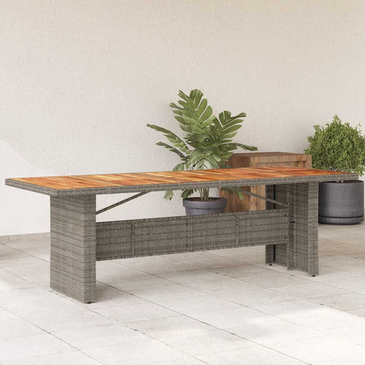 Masă grădină, blat din lemn acacia, gri, 240x90x75 cm poliratan - WALTI WALTI