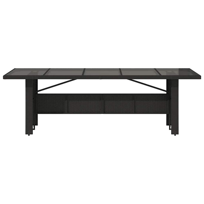 Masă grădină cu blat din sticlă, negru, 240x90x75 cm, poliratan - WALTI WALTI
