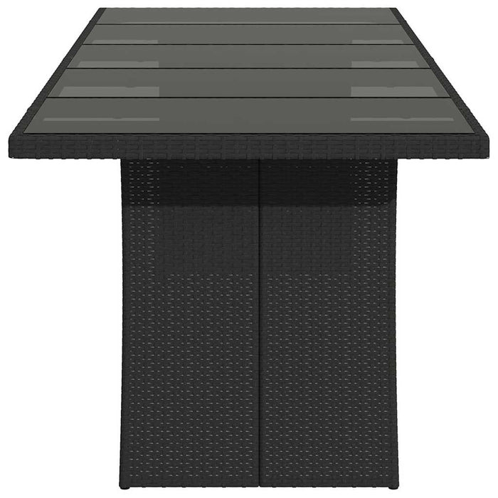 Masă grădină cu blat din sticlă, negru, 240x90x75 cm, poliratan - WALTI WALTI