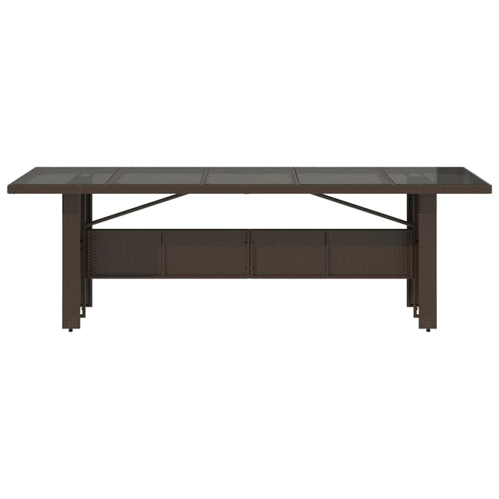 Masă de grădină cu blat din sticlă maro 240x90x75 cm poliratan - WALTI WALTI