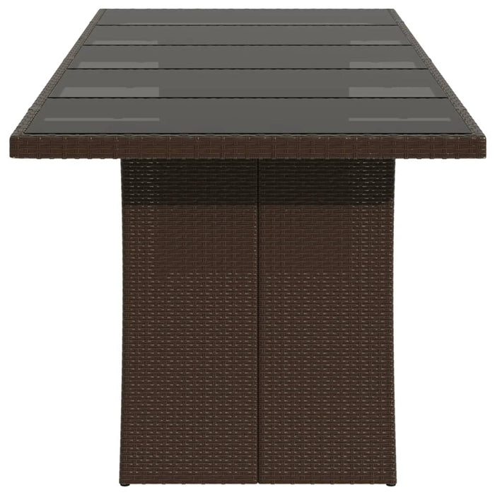Masă de grădină cu blat din sticlă maro 240x90x75 cm poliratan - WALTI WALTI